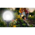 Lampki solarne do ogrodu Ilumen LS‑102 – 4 sztuki – kula dekoracyjna z czarnym trzonkiem – automatyczne podświetlenie nocne