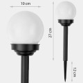 Lampki solarne do ogrodu Ilumen LS‑102 – 4 sztuki – kula dekoracyjna z czarnym trzonkiem – automatyczne podświetlenie nocne