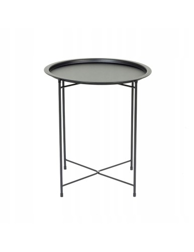 Stolik kawowy TAVO czarny 46x52 cm – nowoczesny metalowy stolik do salonu, balkonu i tarasu