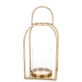 Lampion dekoracyjny metalowo-szklany 34×15,5×15,5 cm – złota elegancja w nowoczesnej formie