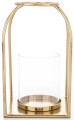 Lampion dekoracyjny metalowo-szklany 34×15,5×15,5 cm – złota elegancja w nowoczesnej formie