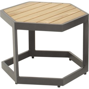 Stolik pomocniczy Lesli Living Esagono 48×41,5×34 cm – aluminium i drewno teak, antracyt
