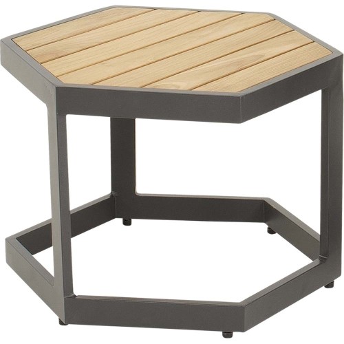 Stolik pomocniczy Lesli Living Esagono 48×41,5×34 cm – aluminium i drewno teak, antracyt