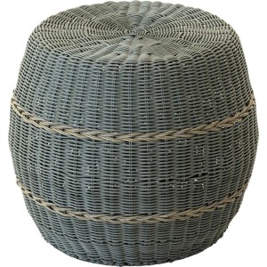 Puf ogrodowy, podnóżek, stolik, kosz - Lesli Living Laos Ø46 × 40 cm – technorattan, zielony