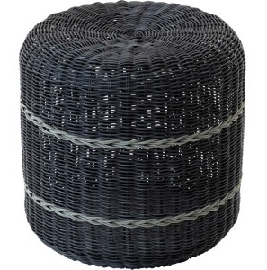 Puf ogrodowy, podnóżek, stolik, kosz - Lesli Living Saigon  Ø40 × 40 cm – technorattan, czarny