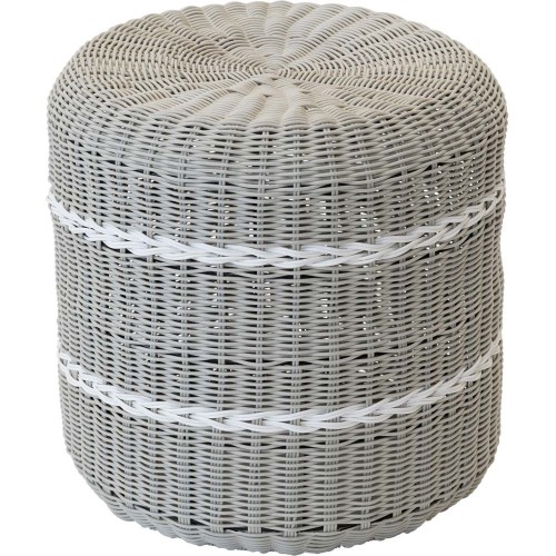 Puf ogrodowy, podnóżek, stolik, kosz - Lesli Living Sigon  Ø40 × 40 cm – technorattan, grey