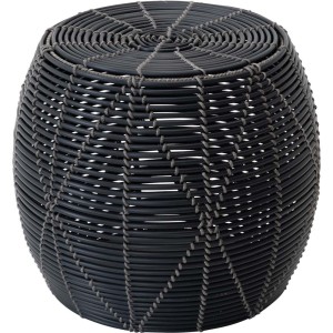 Puf ogrodowy, podnóżek, stolik, kosz - Lesli Living BIRMA  Ø46 × 40 cm – technorattan, czarny