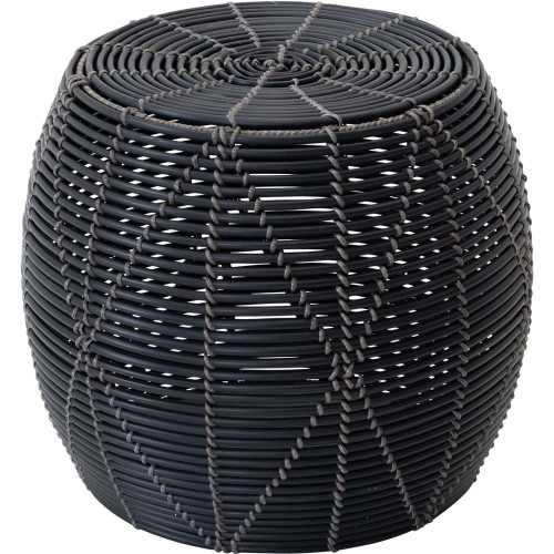 Puf ogrodowy, podnóżek, stolik, kosz - Lesli Living BIRMA  Ø46 × 40 cm – technorattan, czarny