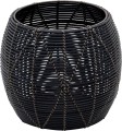 Puf ogrodowy, podnóżek, stolik, kosz - Lesli Living BIRMA  Ø46 × 40 cm – technorattan, czarny