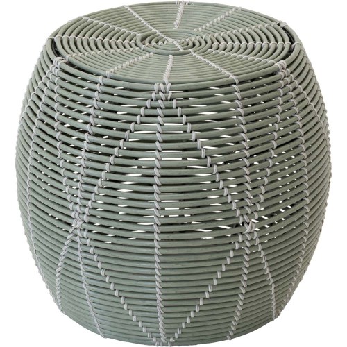 Puf ogrodowy, podnóżek, stolik, kosz - Lesli Living BIRMA  Ø46 × 40 cm – technorattan, zielony