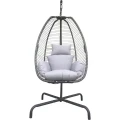 Lesli Living Hanger Chair Rope , Fotel Wiszący Kokon ze Stelażem Rope Stal Szary