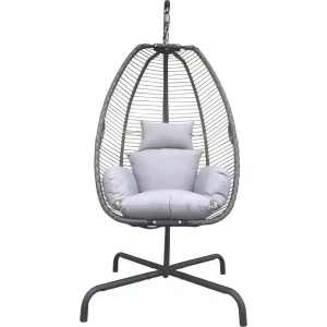 Lesli Living Hanger Chair Rope , Fotel Wiszący Kokon ze Stelażem Rope Stal Szary