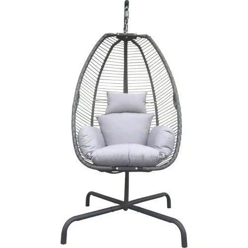 Lesli Living Hanger Chair Rope , Fotel Wiszący Kokon ze Stelażem Rope Stal Szary