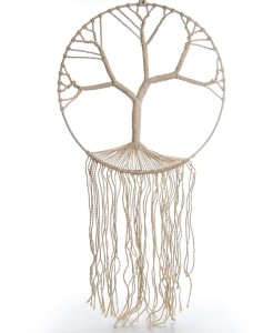 Makrama dekoracyjna boho w kształcie drzewa kremowa 50 cm